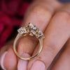 4CT Pear Lab Grown Diamond Engagement Ring: Three Stone 14k Gold Wedding Ring