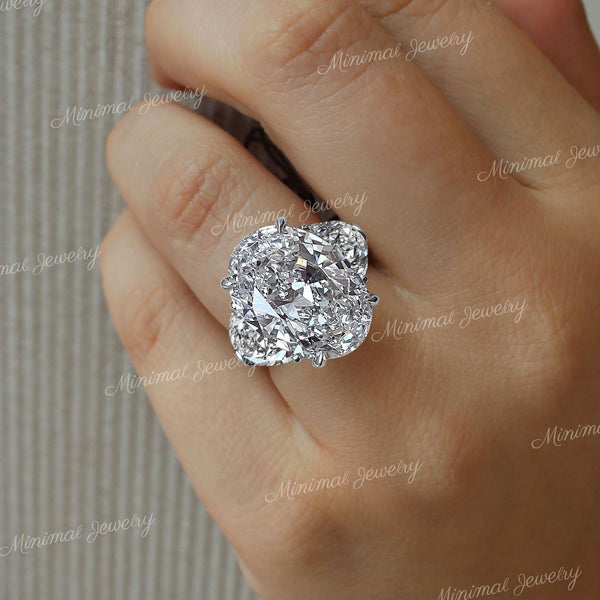 6 CT Three stone Moissanite oval engagement ring,celebrity style huge big large,side moon&oval cut moissanite engagement ring,wedding ring