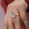 Emerald cut bezel set moissanite ring 8CT large Emerald cut engagement ring gold cathedral wedding ring big diamond anniversary ring women