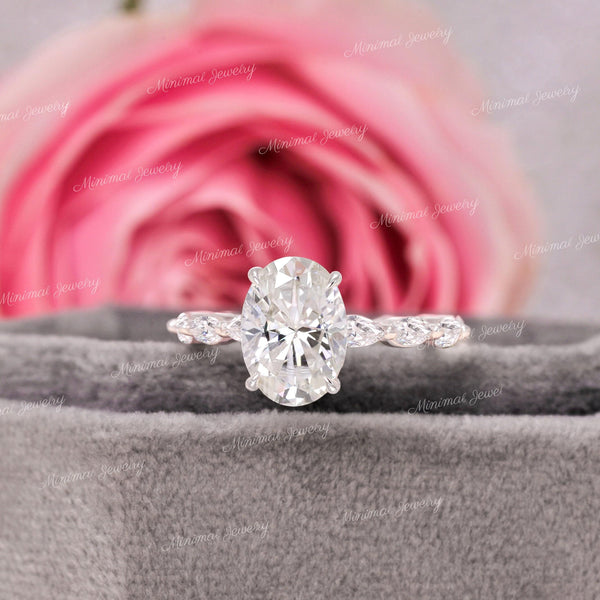 2.5ct oval moissanite engagement ring,hidden halo,14k white gold,solitaire,unique oval engagement ring,bridal wedding ring,women,anniversary