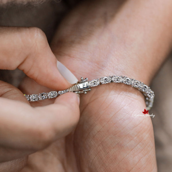 Oval moissanite tennis bracelet,10k/14k solid gold bracelet,eternity luxury,moissanite bracelet,wedding,dainty lab diamond tennis bracelet