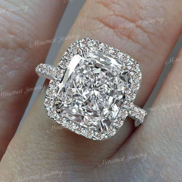 8 CT radiant cut moissanite engagement ring,cathedral Radiant halo ring,luxury celebrity style,large Radiant Moissanite wedding ring women