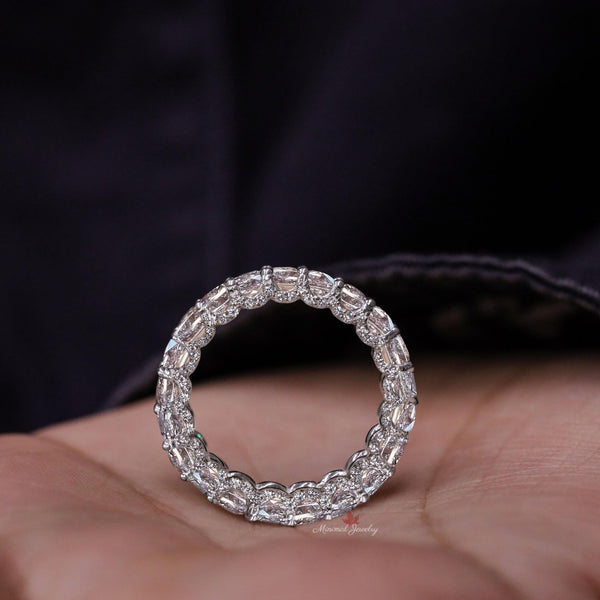 Lab Grown Diamond Emerald Eternity Band: 5.25 TCW Solid Gold Wedding Ring