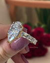 pear lab grown diamond engagement ring IGI certified 10CT large diamond pear shape ring eternity band anniversary gift wedding ring women