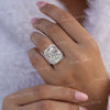 Radiant cut moissanite engagement ring 19CT large crushed ice Radiant Halo ring Statement Wedding ring Anniversary gift big diamond ring