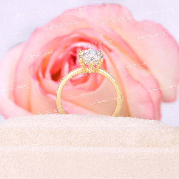 2 CT marquise moissanite engagement ring,hidden halo,solitaire marquise cut ring,14k solid plain gold band,wedding ring,promise propose ring