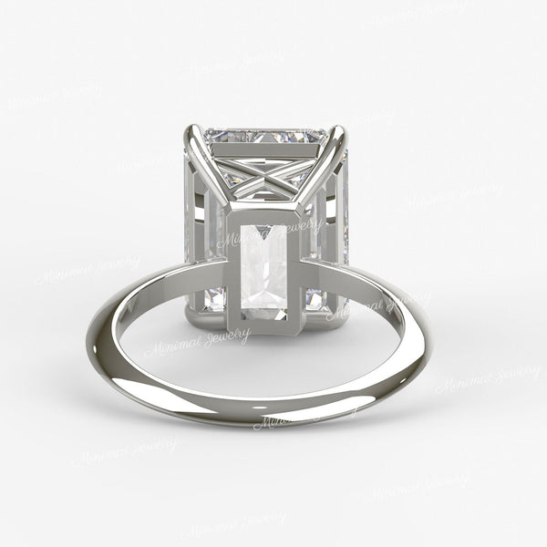 8 CT Large Emerald cut moissanite engagement ring,big solitaire knife edge,celebrity style emerald Moissanite diamond wedding ring for women