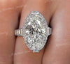 Oval Moissanite Engagement Ring Unique Art Deco 9CT Halo Setting Statement Cocktail Ring for Women Anniversary or Wedding Gift large diamond