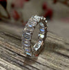 Emerald cut moissanite wedding band,full eternity band,eternity ring solid gold,modern thick,unique 5mm wedding band,Matching Stacking ring