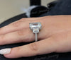 11.6 TCW 3 stone Emerald cut moissanite engagement Ring,unique celebrity style,large Three stone moissanite,hidden halo,3 row wedding ring