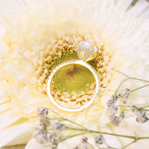 Oval Moissanite engagement ring,hidden halo,2.5 CT oval moissanite ring,pave prong set,oval solitaire,modern engagement ring,wedding ring