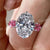 7.5CT Three stone oval engagement ring Large crushed ice oval moissanite ring&pink pear lab diamond hidden halo unique art deco wedding ring