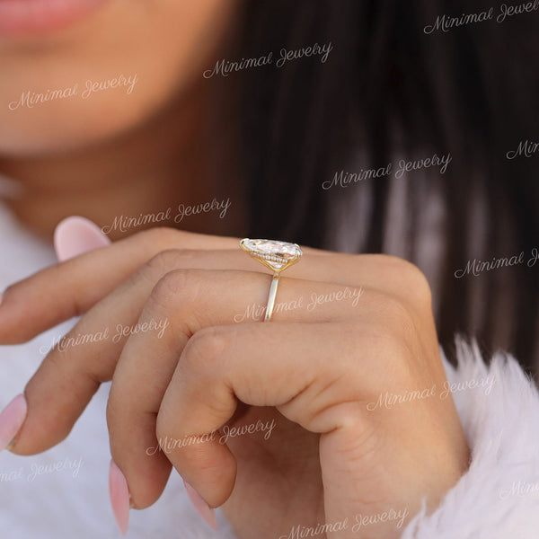 3 CT Pear moissanite engagement ring,hidden halo,14k yellow gold,pear shaped ring,solitaire moissanite ring,wedding ring for women