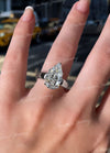 4 CT pear shaped engagement ring unique solitaire pear moissanite engagement ring Thick wide band low profile ring teardrop wedding ring