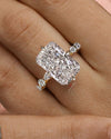 6 CT Radiant moissanite engagement ring hidden halo solitaire large radiant cut wedding ring crushed ice moissanite luxury big diamond ring
