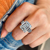Emerald cut moissanite engagement ring 7 CT large Moissanite emerald cut solitaire wide band wedding ring unique big diamond cocktail ring