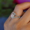 Emerald cut moissanite engagement ring split band solitaire 4.5 carat unique emerald cut moissanite ring split shank wedding ring for women