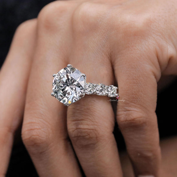 12 ct round moissanite engagement ring thick wide eternity band,hidden halo wedding ring iced out large moissanite diamond cocktail ring