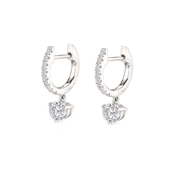 Diamond huggie hoop earrings with charm 14k solid gold huggie small hoop earrings diamond drop dangle diamond earrings charm hoop earrings