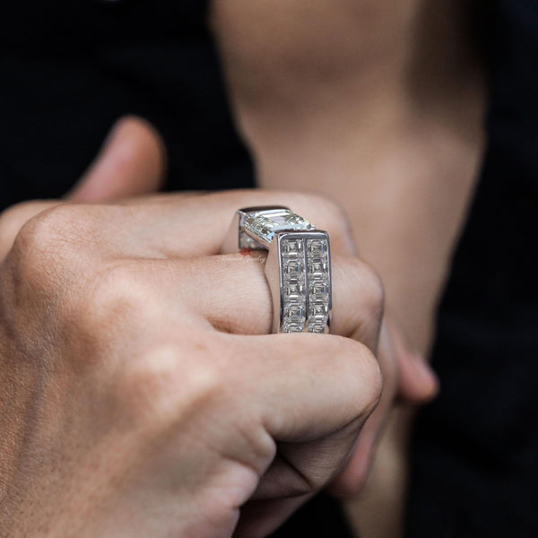 7 CT Asscher cut moissanite engagement ring,Large Moissanite bezel ring eternity wide band engagement ring big diamond cocktail wedding ring