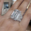 15CT Emerald Cut Moissanite Ring 14k gold statement wedding ring wide band engagement ring big diamond Anniversary ring cocktail ring