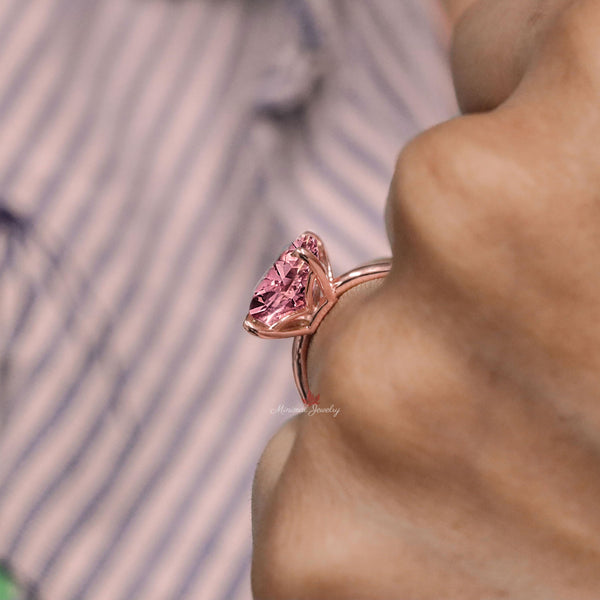 10 CT Radiant morganite engagement ring rose gold morganite ring pink morganite solitaire ring large morganite wedding ring cocktail ring