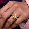 Emerald Cut Yellow Lab Grown Diamond Ring Bezel Set Engagement 5CT IGI Certified diamond Wedding Channel Set Wide Band Anniversary Ring