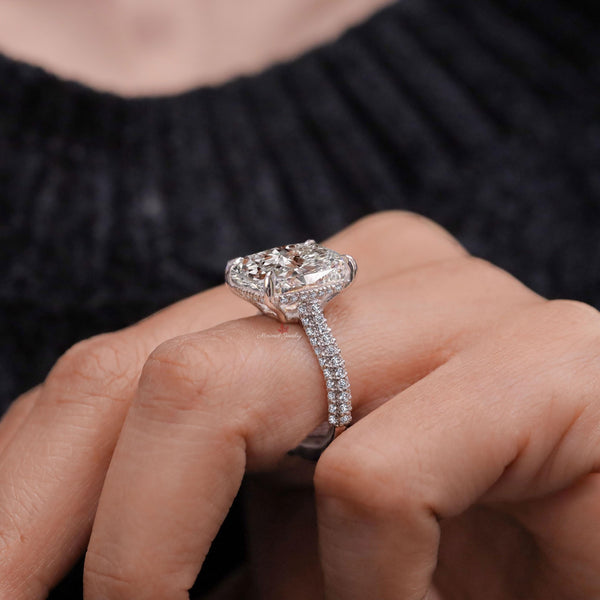14.5 CT elongated cushion cut moissanite Engagement Ring hidden halo large solitaire 14K Gold Wedding Anniversary Ring Bridal Statement ring