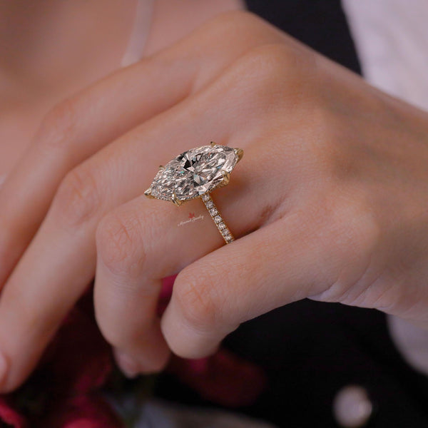7.5 ct marquise engagement ring big marquise moissanite ring 6 Prong solitaire wedding anniversary ring for women large diamond Bridal Ring