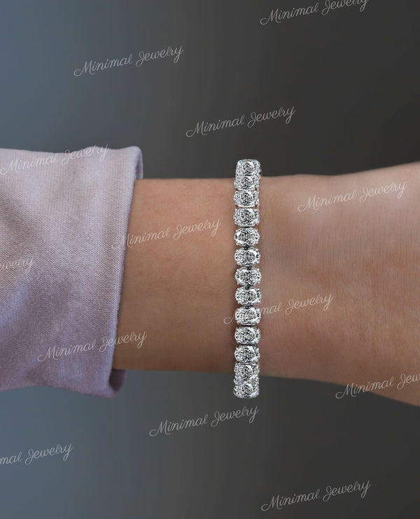Oval Moissanite tennis bracelet,10k/14k solid gold bracelet oval moissanite bracelet,luxury eternity,lab diamond tennis bracelet,women