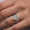 5.5CT Oval moissanite engagement ring crushed ice moissanite Hidden halo split shank ring unique cathedral ring set oval cut wedding ring