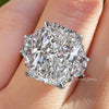 Radiant Cut Moissanite Engagement Ring 11.1TCW Three Stone Wedding Ring 14k Large diamond Anniversary Ring Statement Cocktail Ring for Women