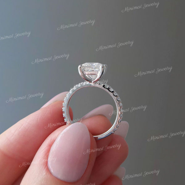 8mm Princess cut white gold engagement ring,moissanite ring,unique princess cut solitaire engagement ring,diamond promise wedding ring,women