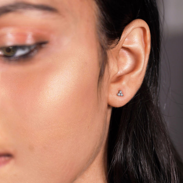 Diamond Tiny Stud Earrings 14k Solid Gold diamond helix stud earring Tragus cartilage earrings cute small stud earrings Flower Stud earrings