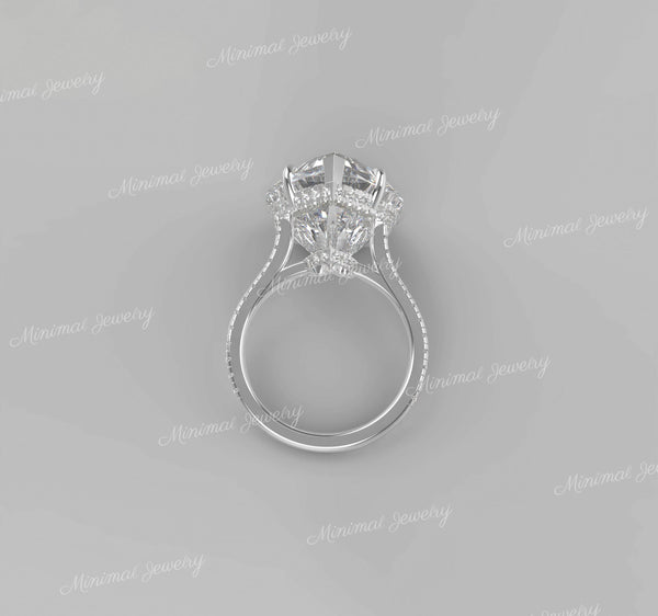 11 TCW moissanite heart engagement ring,hidden halo,chunky unique celebrity style,huge large big heart shaped ring,luxury wedding ring
