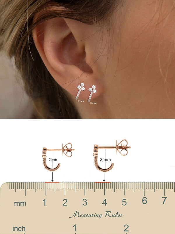 diamond huggie earrings,14k gold,half open huggie hoop earrings,diamond huggies,tiny huggie earrings,ear hugger earrings•Cartilage Earring