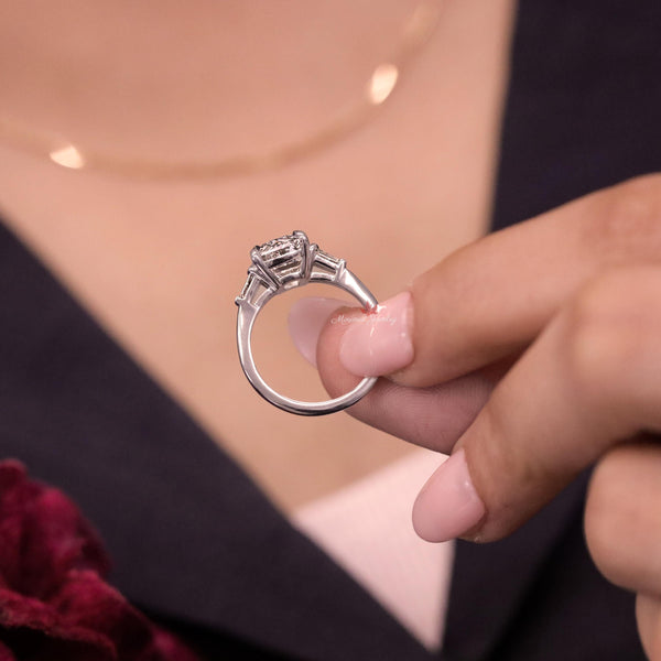 lab grown diamond engagement ring 2.6CT cushion cut Three stone Lab diamond ring IGI Certified diamond Proposal Wedding Promise Ring for Her