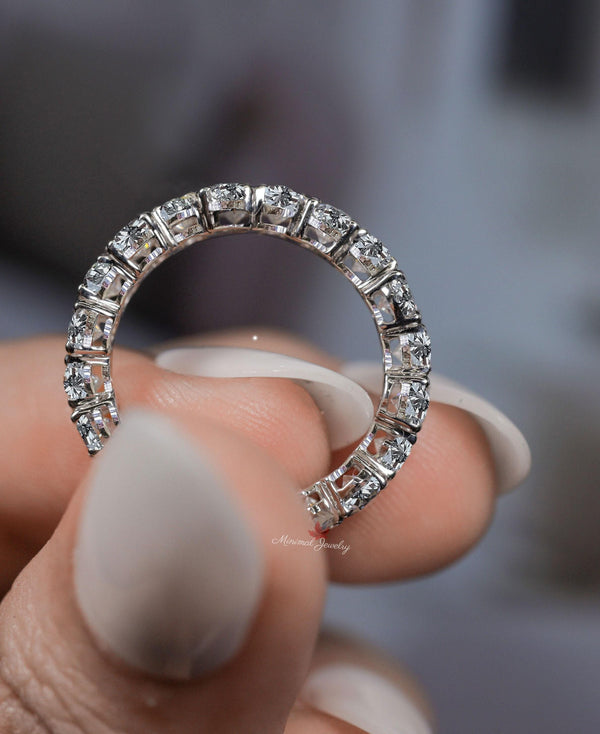 3.62tcw pear wedding band,full eternity band,5*3mm moissanite wedding band,unique eternity ring,diamond thick modern,matching stackable ring