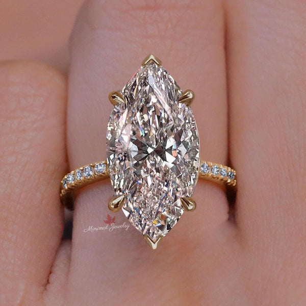 7.5 ct marquise engagement ring big marquise moissanite ring 6 Prong solitaire wedding anniversary ring for women large diamond Bridal Ring