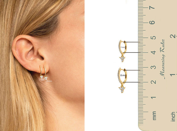 diamond huggie hoop earrings with charm,solid gold hoops,diamond drop dangle,charm hoop earrings,small,tiny hoop earrings,diamond earrings