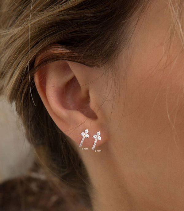 Suspender earrings,Diamond huggie earrings,14k solid gold huggies,half open hoop earrings,diamond earrings,cartilage earring•cartilage hoop