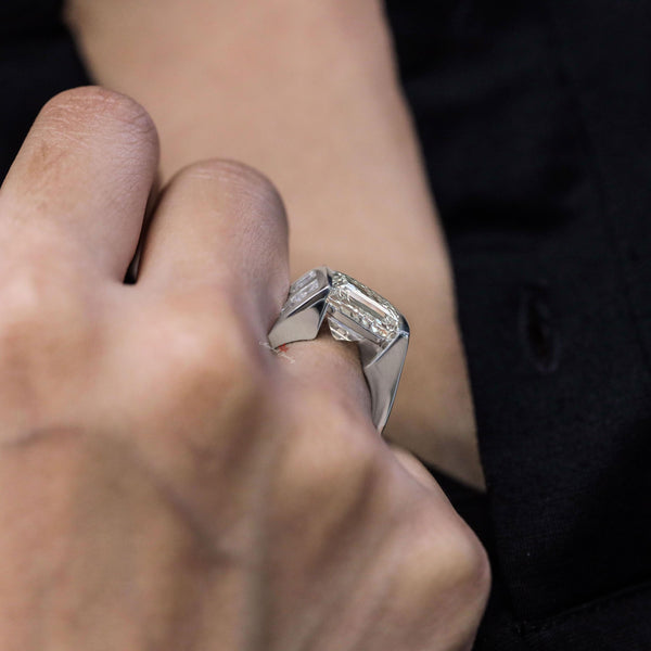 7 CT Asscher cut moissanite engagement ring,Large Moissanite bezel ring eternity wide band engagement ring big diamond cocktail wedding ring