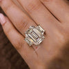 Three stone emerald cut engagement ring 9 CT large emerald cut moissanite ring statement wedding ring women diamond anniversary ring gift