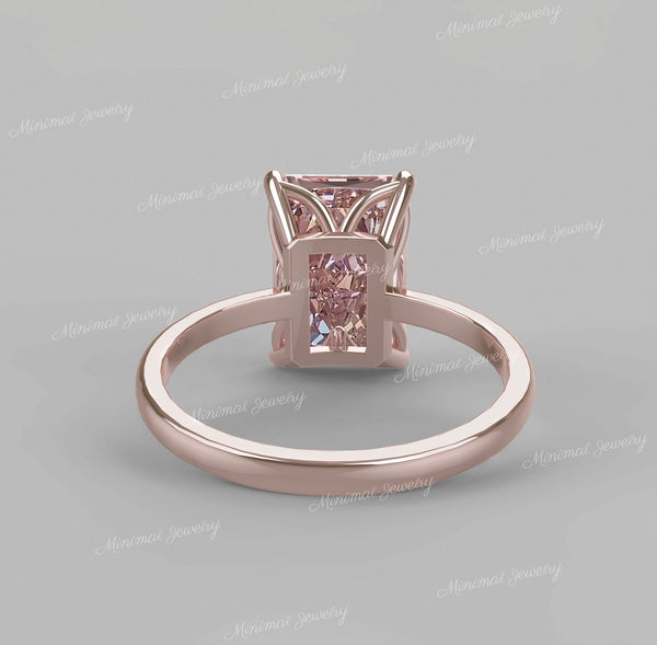 10 CT Radiant morganite engagement ring rose gold morganite ring pink morganite solitaire ring large morganite wedding ring cocktail ring