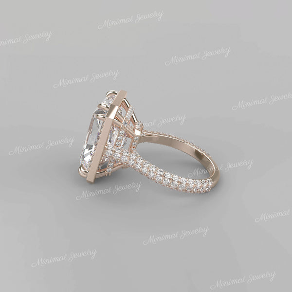 Radiant cut moissanite engagement ring 19CT large crushed ice Radiant Halo ring Statement Wedding ring Anniversary gift big diamond ring