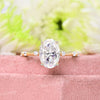 2.5 CT oval moissanite engagement ring,distance pave space,unique,solitaire hidden halo,oval engagement ring,14k solid gold,anniversary ring