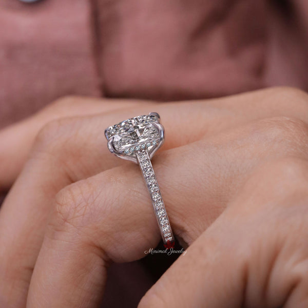 6CT Princess moissanite Engagement Ring Hidden Halo channel set Solitaire Wedding Ring for women anniversary ring 14k white gold