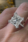 Princess moissanite engagement ring 9.5 CT large solitaire Princess Cut Platinum wedding ring women statement anniversary ring