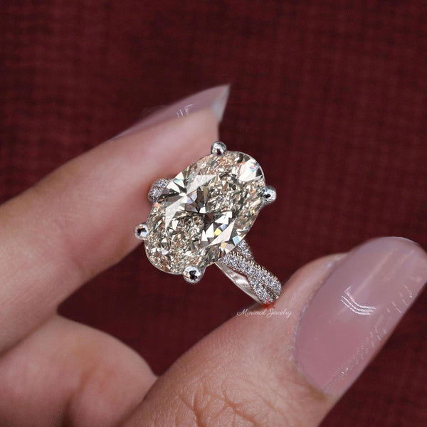 3CT Oval moissanite engagement ring infinity band moissanite solitaire oval engagement ring unique oval cut wedding ring anniversary gift