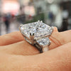 18.5 CT radiant cut engagement ring large three stone moissanite ring celebrity style radiant moissanite big diamond cocktail wedding ring